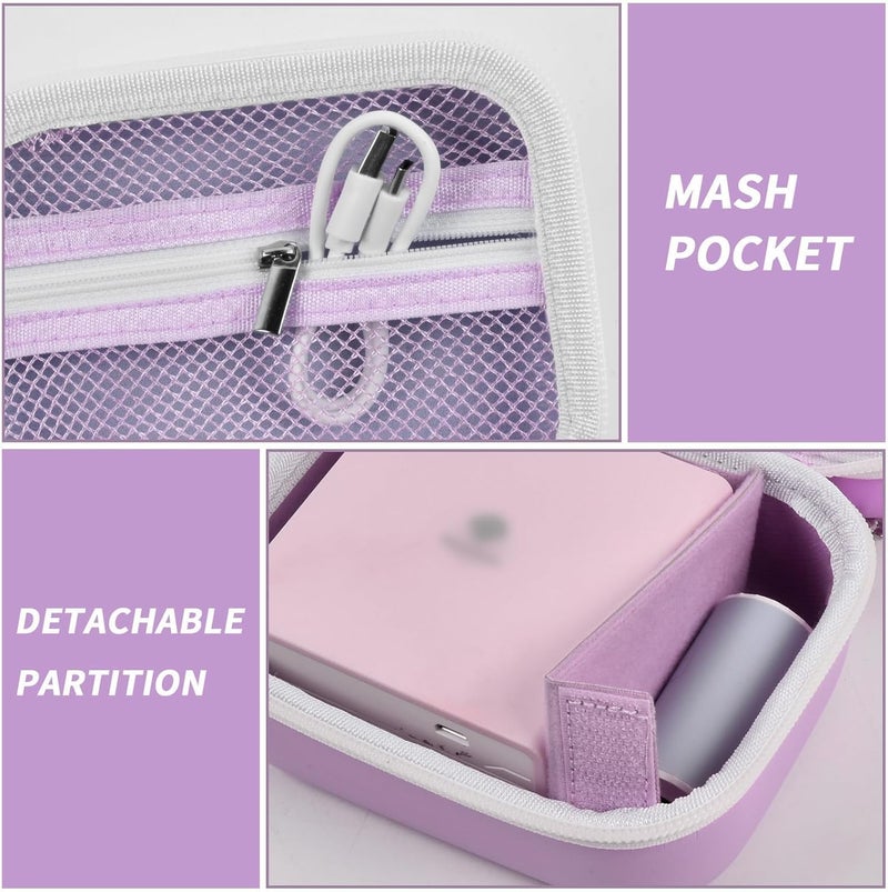 Grapsa Sticker Printer Case for Memoking T02/ for ETIKEZ PM290C/ for Nelko PM230/ for Phomemo M02/ T02/ Q30S Mini Pocket Printer Machine. Holder for Label Maker, Thermal Paper, USB Cable (Box Only) -Purple - Image 4